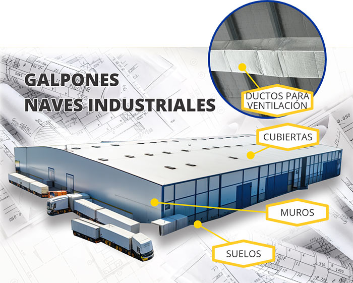 Esquema de colocación de Aislathermic en un galpón con techo de chapa