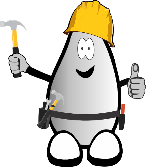 Personaje de Aislathermic con martillo para instalación