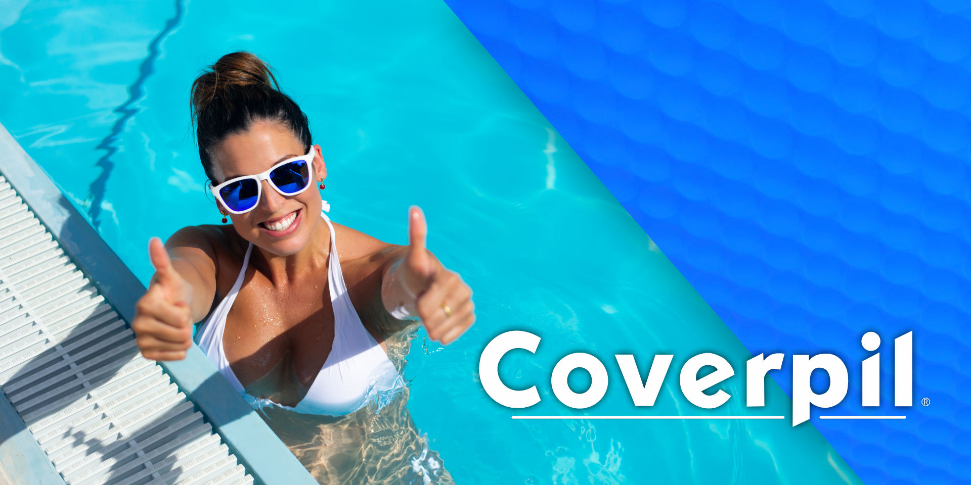 Manta térmica Coverpil instalada en una piscina