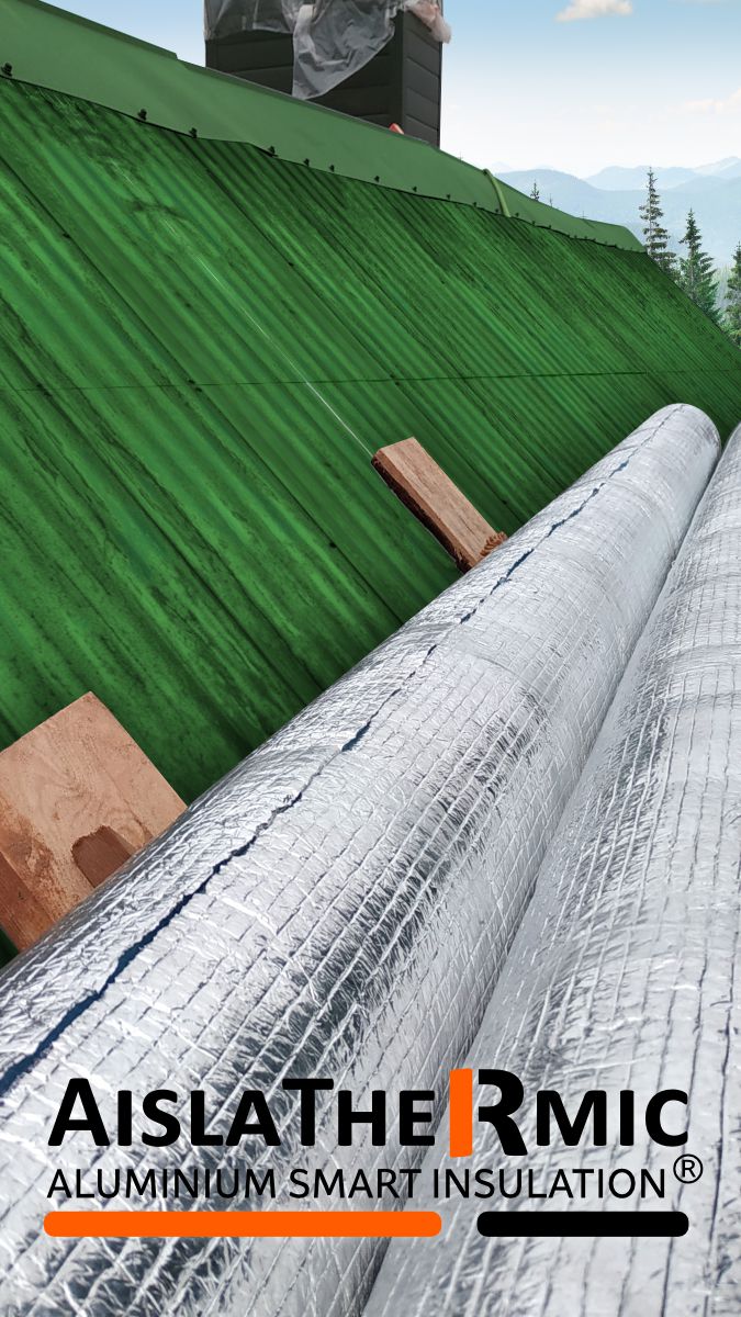 Instalación de aislante térmico Aislathermic bajo techo de chapa