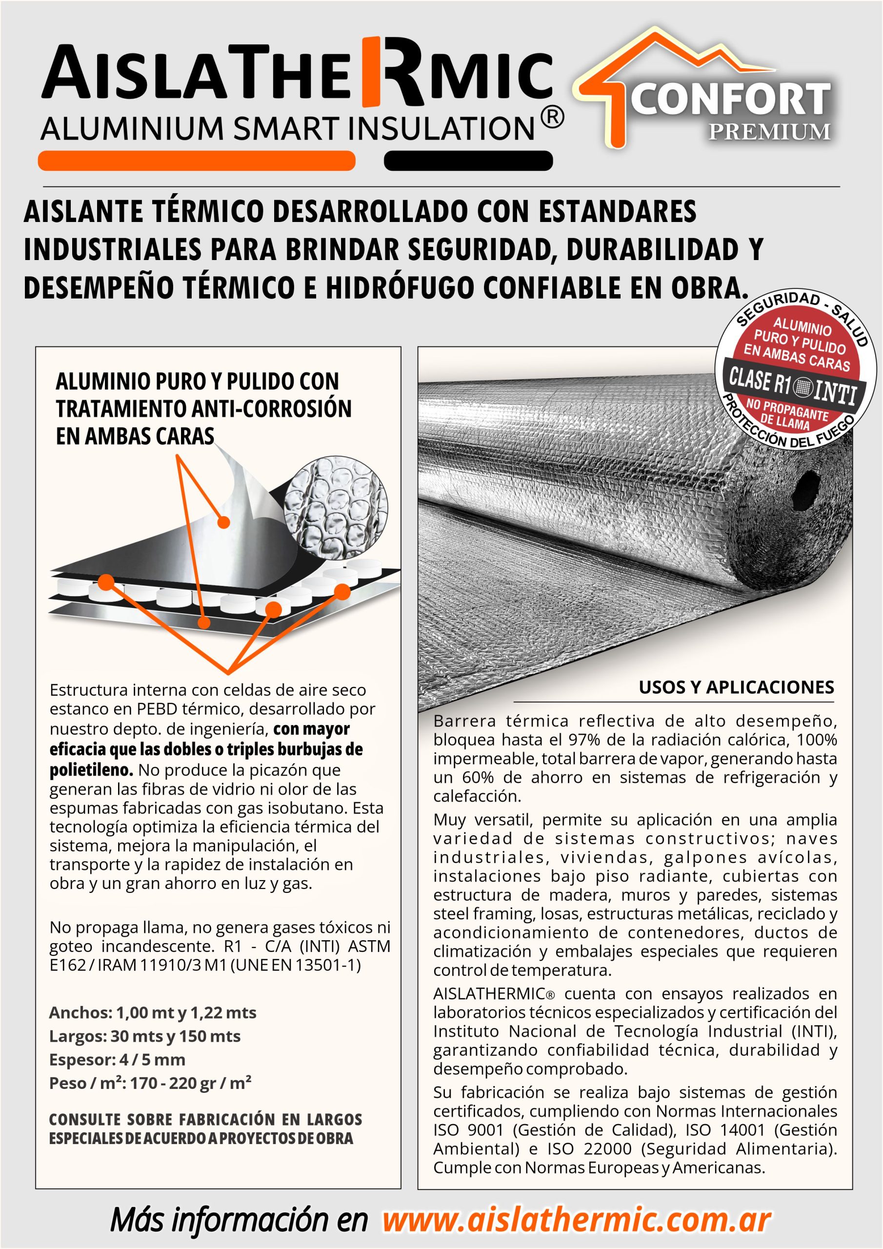 Ficha técnica del aislante térmico Aislathermic